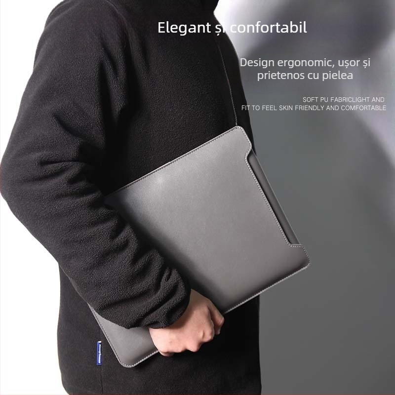 Geantă pentru laptop Jinfengxin din PU, impermeabilă și rezistentă la șocuri, design pliabil, căptușeală PU, unisex