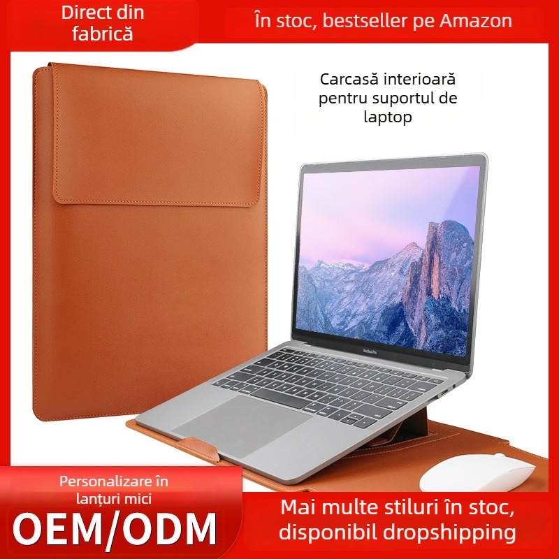 Geantă pentru laptop Jinfengxin din PU, impermeabilă și rezistentă la șocuri, design pliabil, căptușeală PU, unisex