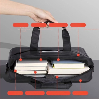 Geantă de laptop din țesătură Oxford, geantă de afaceri, unisex, căptușeală poliester, model solid