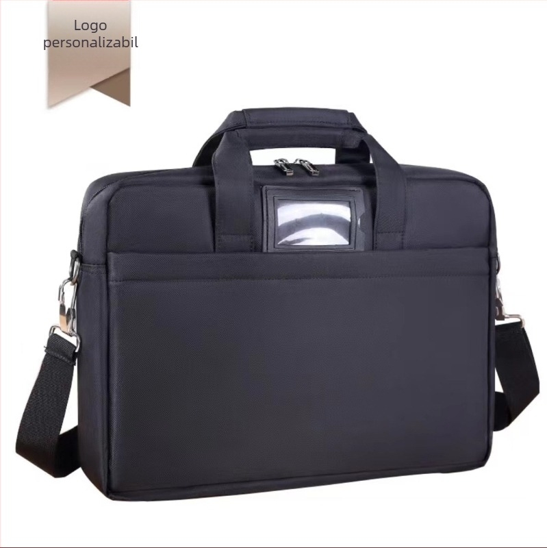 Geantă de laptop din țesătură Oxford, geantă de afaceri, unisex, căptușeală poliester, model solid