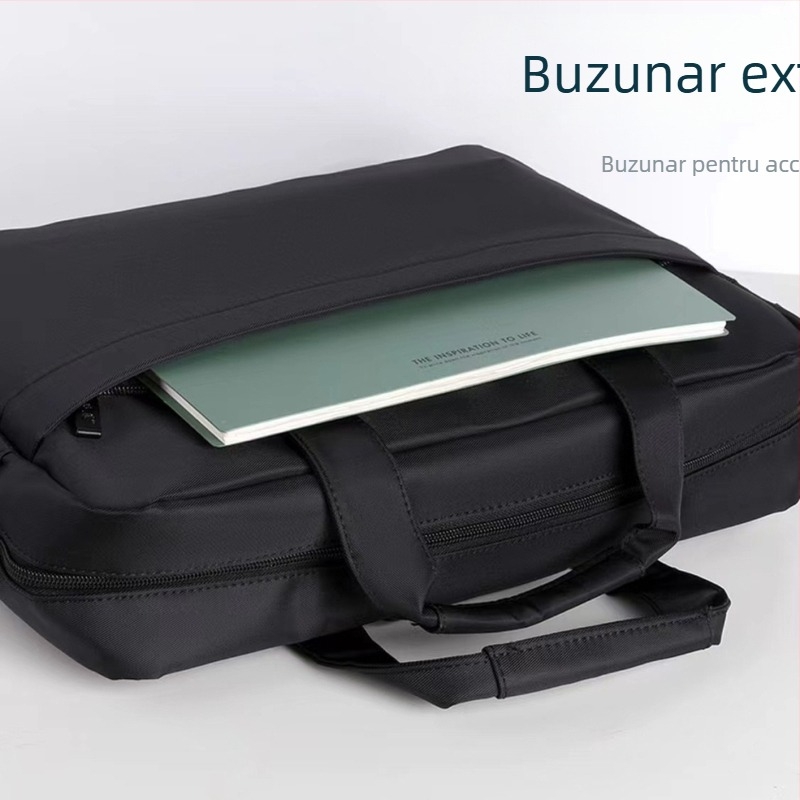 Geantă de laptop din țesătură Oxford, geantă de afaceri, unisex, căptușeală poliester, model solid