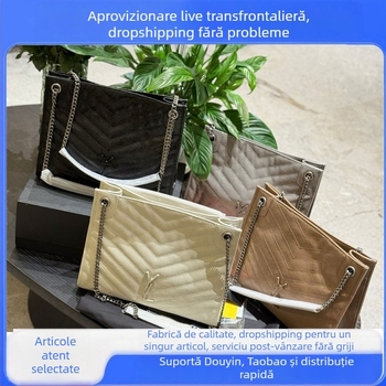 Geantă Tote cu bretele duble, închidere magnetică, căptușeală din piele de vițel, buzunar pentru laptop și formă pătrată ortogonală