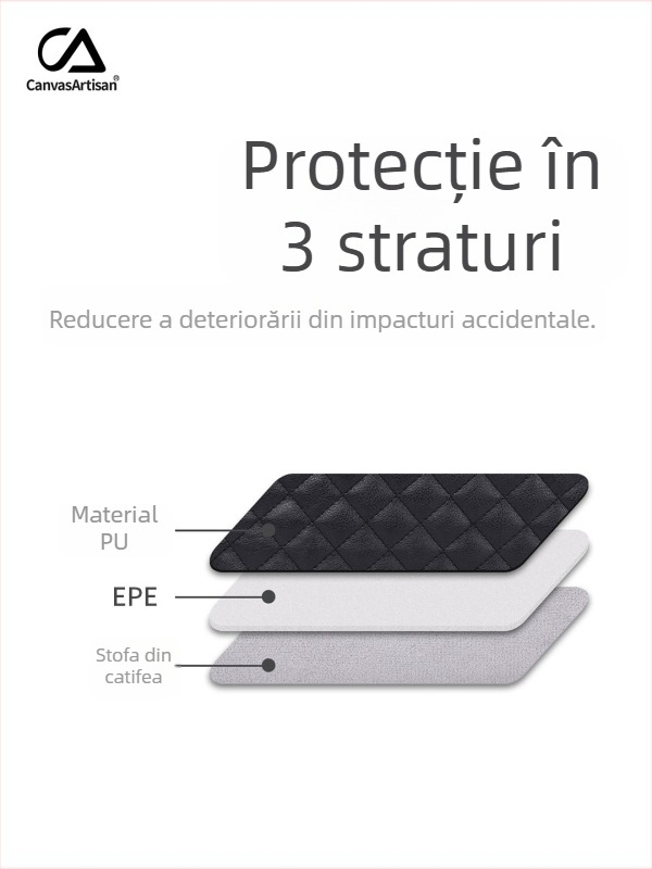 Husă pentru laptop CanvasArtisan din PU — model carouri, rezistent la uzură, rezistență la șocuri, căptușeală din poliester