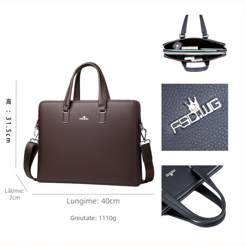 Geantă de afaceri pentru laptop, stil urban minimalist, PU piele (Brand: The Finsalton Crown; Model: 8979-3; Captușire: poliester-cotton)