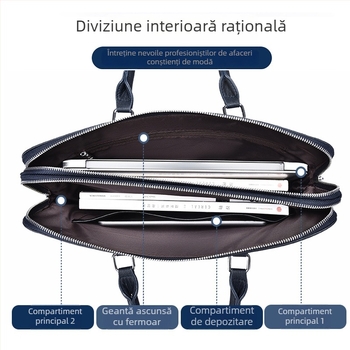 Geantă de afaceri BADENROO din PU cu model litere și căptușeală din poliester, pentru deplasări de afaceri