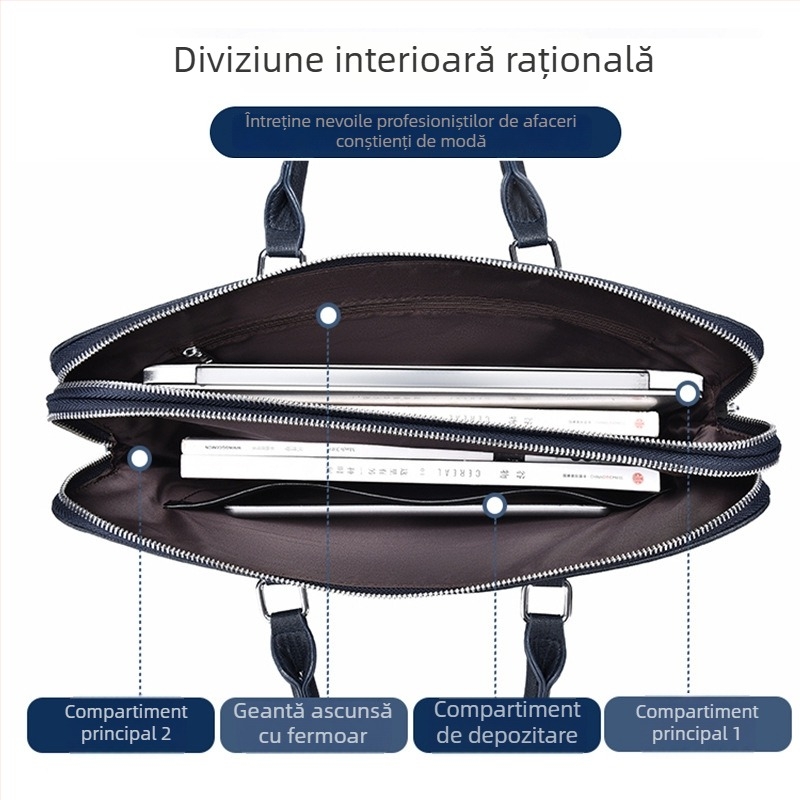 Geantă de afaceri BADENROO din PU cu model litere și căptușeală din poliester, pentru deplasări de afaceri