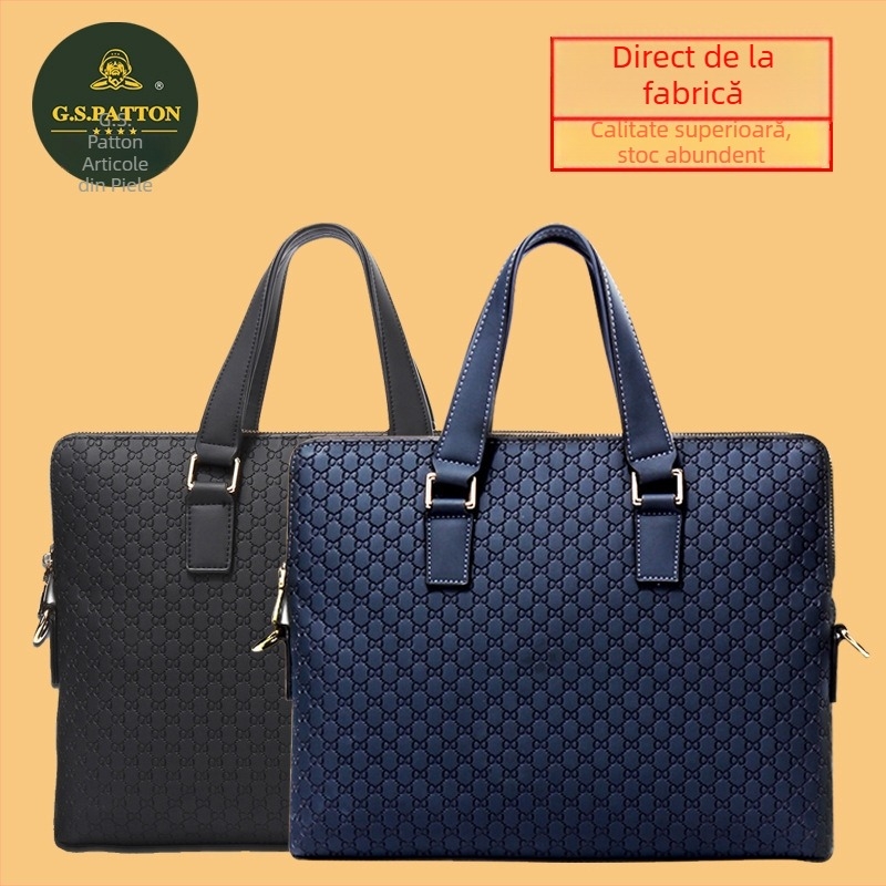 Geantă messenger din piele pentru bărbați, piele microfibră cu piele de vițel, stil urban minimalist, căptușeală poliester, G.s.patton, primăvara 2025