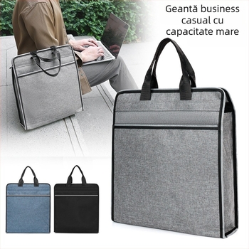 Geantă de documente din țesătură Oxford, căptușeală din poliester, unisex, pentru întâlniri de afaceri și training
