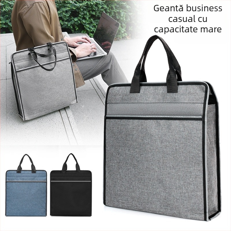 Geantă de documente din țesătură Oxford, căptușeală din poliester, unisex, pentru întâlniri de afaceri și training