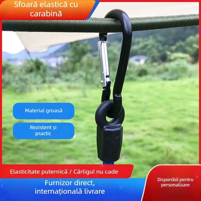 Șnur elastic cu cataramă de alpinism pentru fixarea cortului și legarea bagajelor