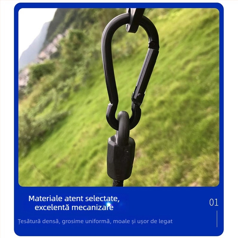 Șnur elastic cu cataramă de alpinism pentru fixarea cortului și legarea bagajelor