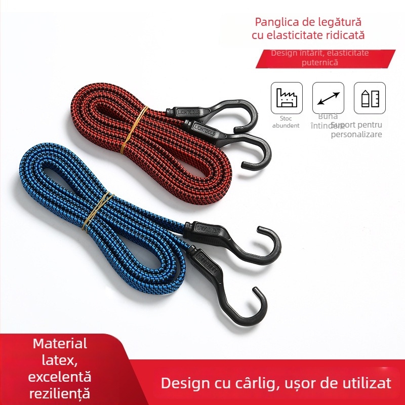 Curea elastică pentru motocicletă cu cârlig, material latex și nailon, personalizabilă, marcă Rising Sun