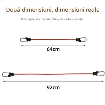 Funie elastică pentru bagaje, miez latex de 8 mm, țesătură din polipropilenă, cablu elastic multifuncțional cu cârlige