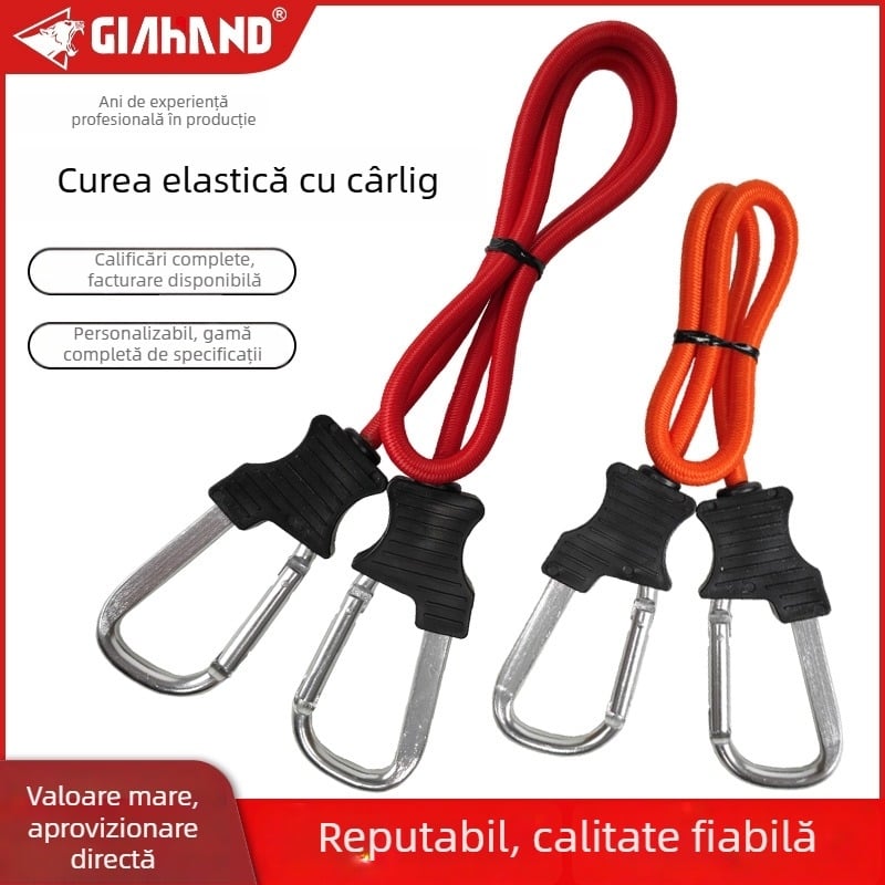 Funie elastică pentru bagaje, miez latex de 8 mm, țesătură din polipropilenă, cablu elastic multifuncțional cu cârlige