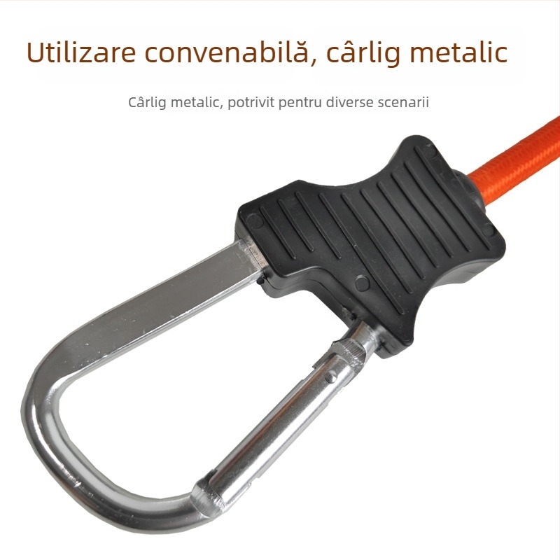 Funie elastică pentru bagaje, miez latex de 8 mm, țesătură din polipropilenă, cablu elastic multifuncțional cu cârlige