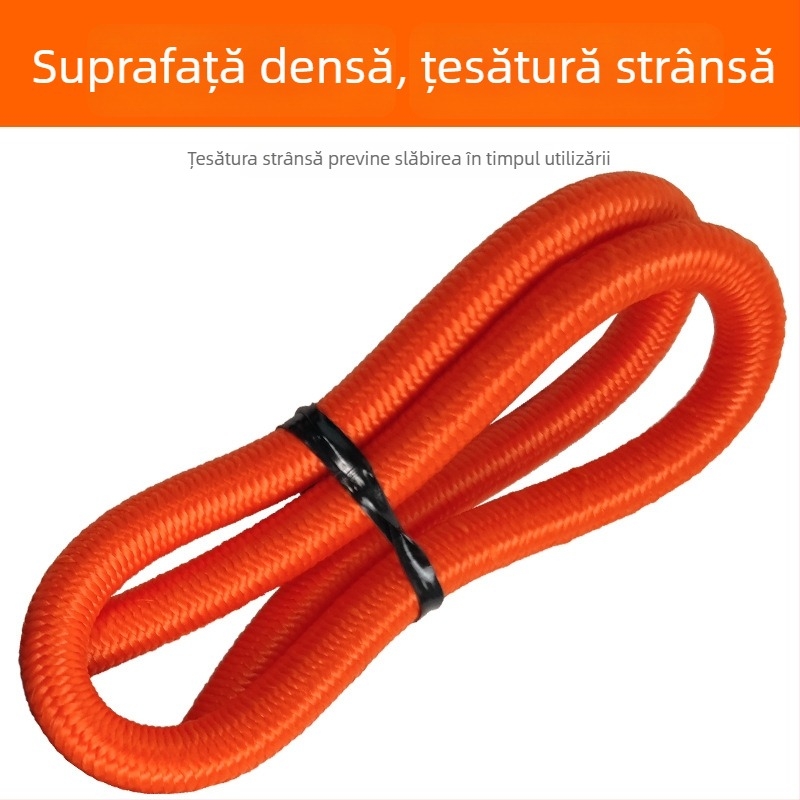 Funie elastică pentru bagaje, miez latex de 8 mm, țesătură din polipropilenă, cablu elastic multifuncțional cu cârlige