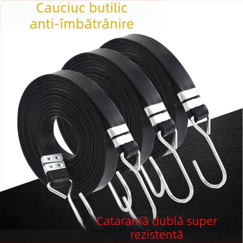 Bretele din latex pentru bagaje pentru motociclete și vehicule electrice, curele durabile din cauciuc pentru bicicletă, cu cataramă dublă și coardă elastică
