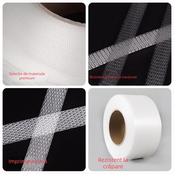 Bandă de ambalare pentru mașină, PP 11045, grosime 0,45–0,5 mm, rezistență la tracțiune 100 kg, greutate 8,1 kg