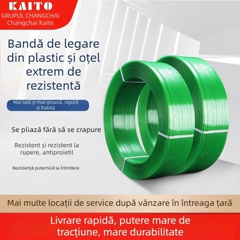 Bandă de ambalare transparentă PET/PP, adeziv topit la cald manual, rezistență la tracțiune 255 kg