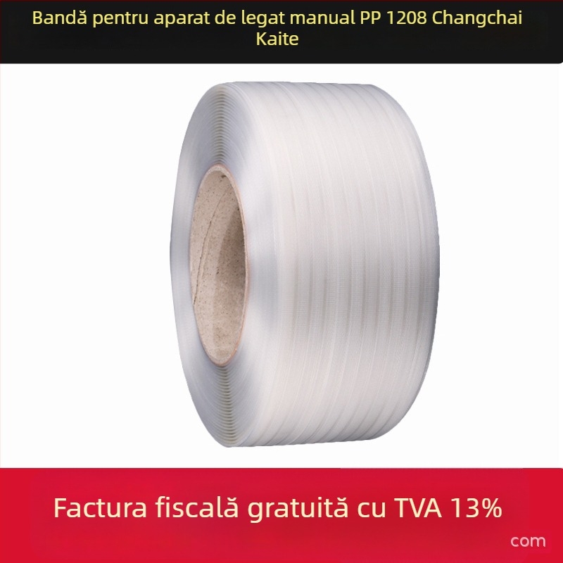 Bandă de ambalare transparentă PET/PP, adeziv topit la cald manual, rezistență la tracțiune 255 kg