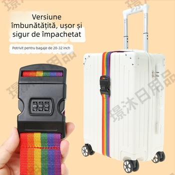 Bandă de fixare pentru bagaje cu încuietoare cu parolă – poliester, dungată, ușoară, rezistentă la uzură, anti‑furt, Jing Yi
