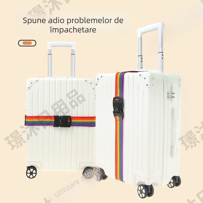 Bandă de fixare pentru bagaje cu încuietoare cu parolă – poliester, dungată, ușoară, rezistentă la uzură, anti‑furt, Jing Yi