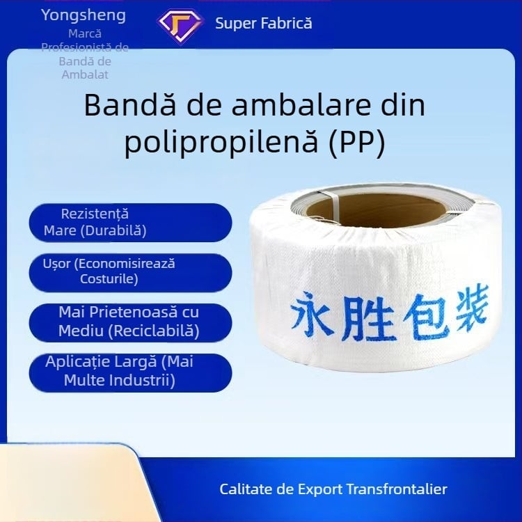 Bandă de ambalare pentru mașini Yongsheng, grosime 0.8 mm, rezistență la tracțiune 50 kg, greutate 10 kg