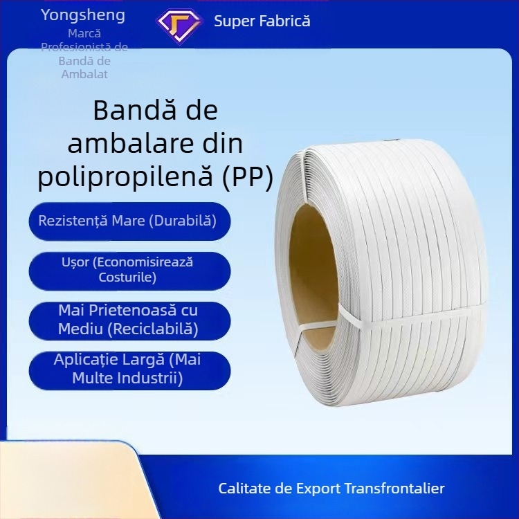 Bandă de ambalare pentru mașini Yongsheng, grosime 0.8 mm, rezistență la tracțiune 50 kg, greutate 10 kg