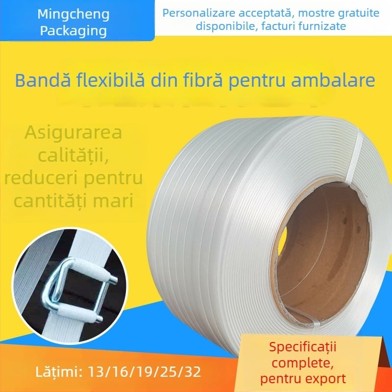 Bandă de ambalare din fibre de poliester, lățime 19/32 in, rezistență înaltă, cu cataramă