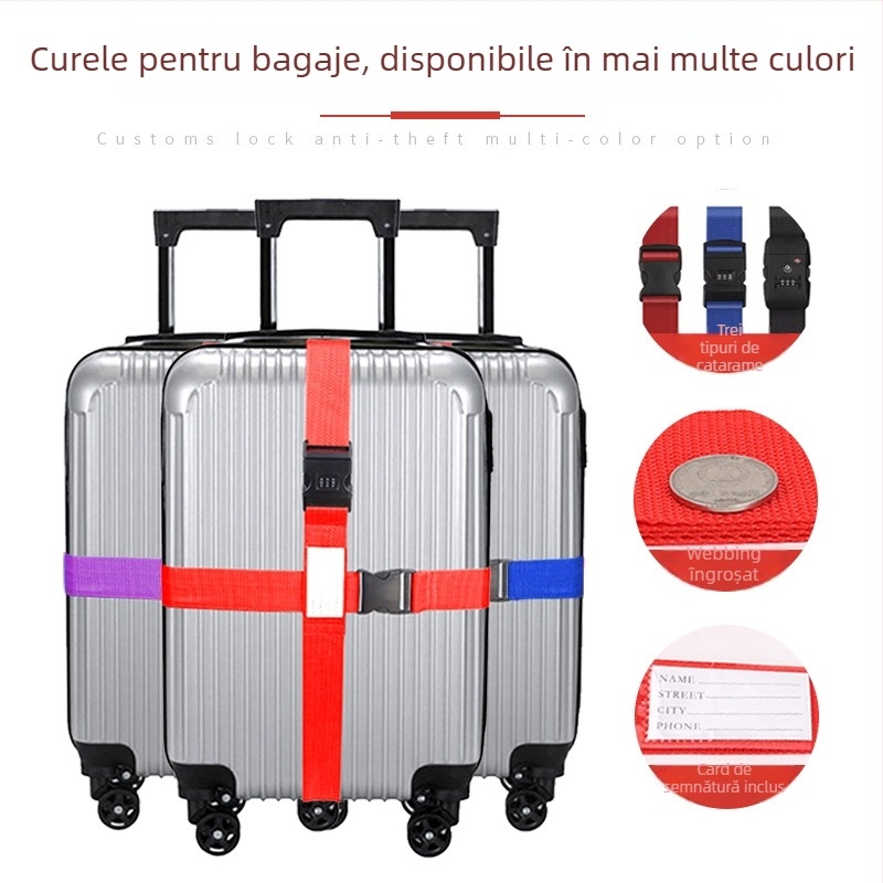 Curea de bagaje cu lacăt codificat – curea Velcro pentru călătorii