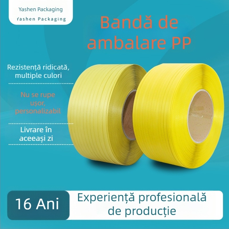 Bandă de legare PP galbenă transparentă, polipropilenă, 12mm x 0,7mm x 2800m