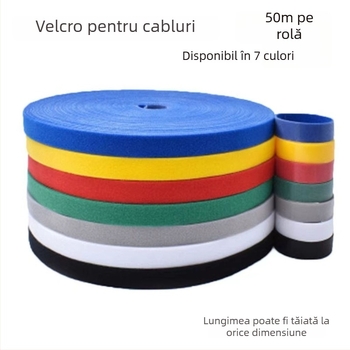 Cure Velcro spate la spate, benzi colorate pentru cabluri în camera de calcul, bandă cu adeziv bidirecțional pentru gestionarea cablurilor
