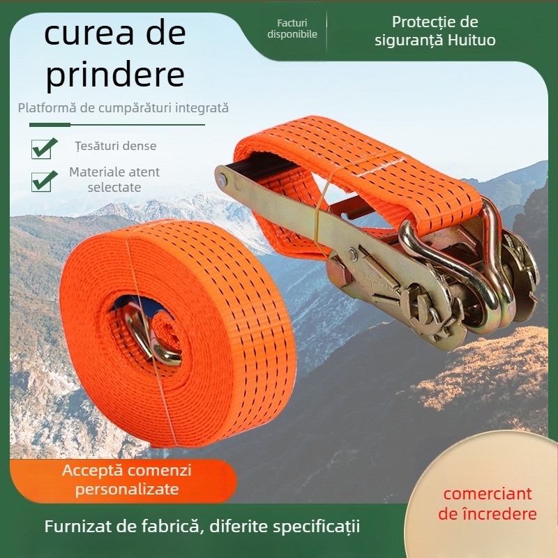 Bandă de prindere din poliester cu cârlige duble pentru bagaje și camioane, suprafață netedă, opțiuni personalizabile