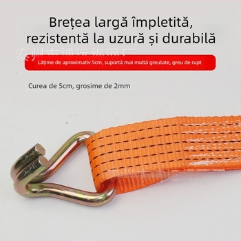 Curea de prindere din poliester de înaltă rezistență, cu cârlige duble, pentru fixarea încărcăturii