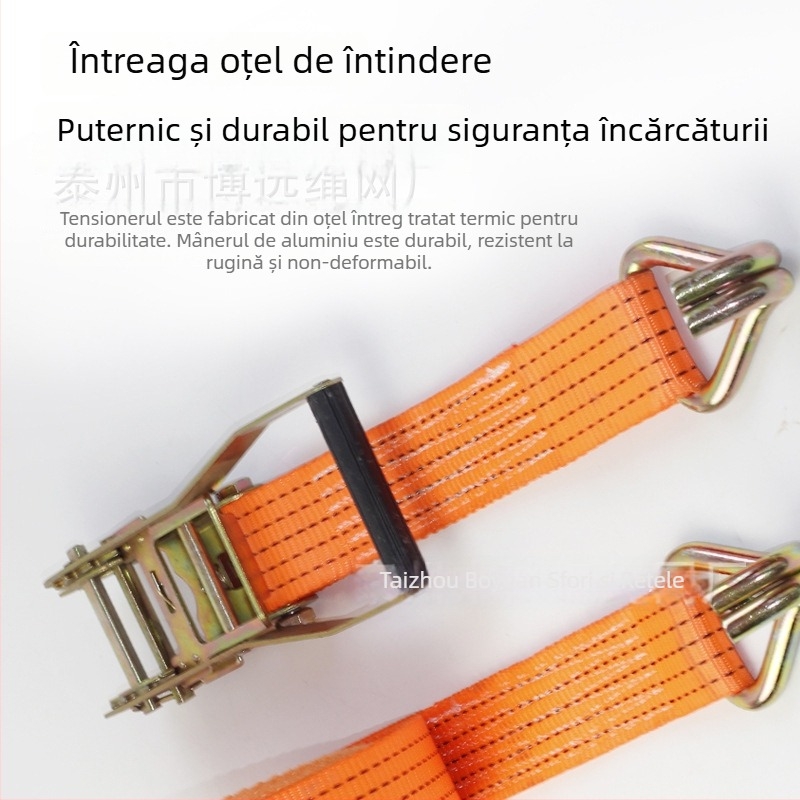 Curea de prindere din poliester de înaltă rezistență, cu cârlige duble, pentru fixarea încărcăturii