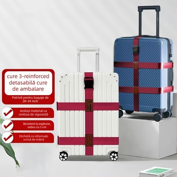 Curele pentru bagaje cu curele încrucișate, catarame fixe și lacăt cu cod vamal – din material anti-nylon