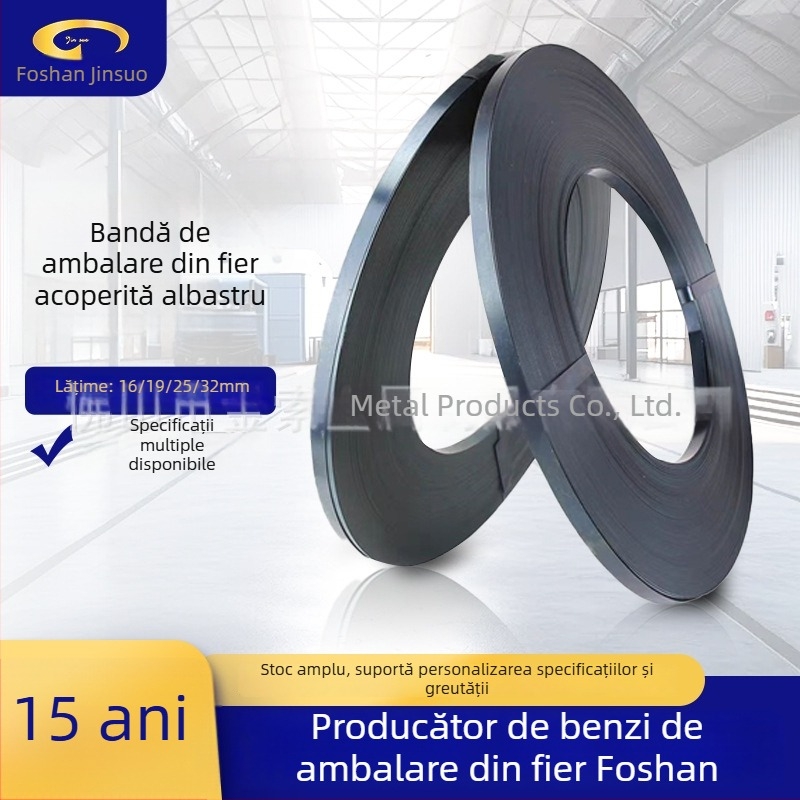 Bandă de legare din oțel albastru temperat, pentru ambalare grea, rezistență înaltă, lățimi 16/19/25/32 mm