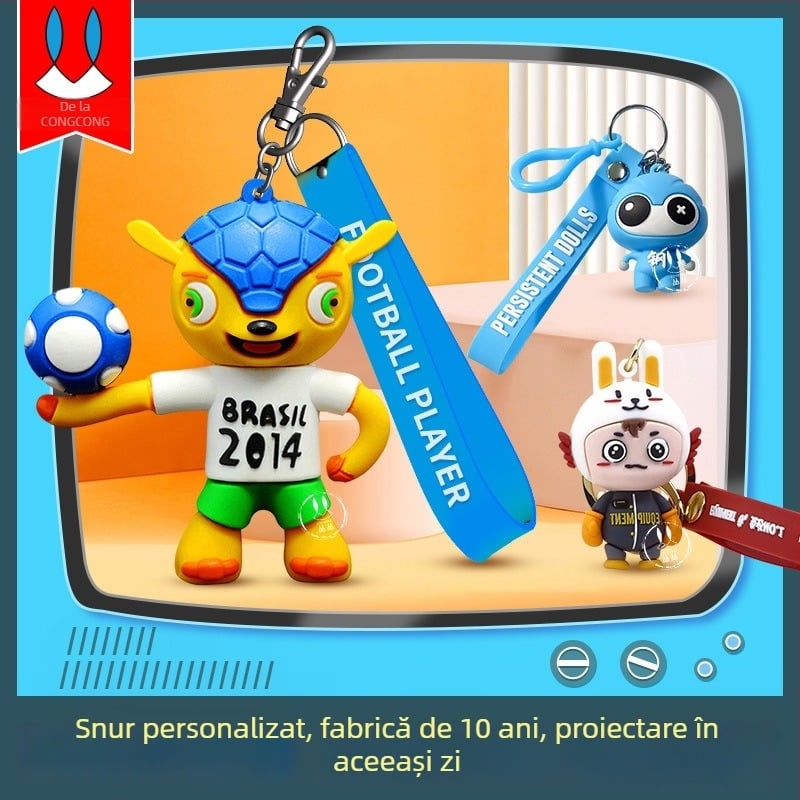 Lănțișor din silicon cu mascotă desen animat, personalizabil 3D, pandantiv pentru chei