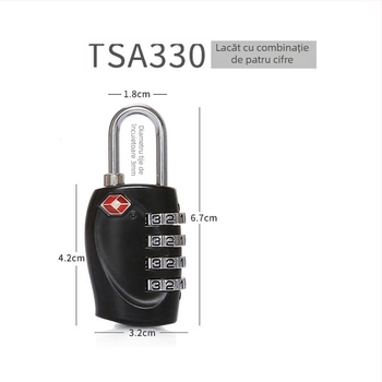 Lacăt TSA cu parolă pentru bagaje – lacăt anti-furt pentru valize, corp din aliaj de zinc/ABS, TSA330/TSA338