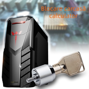 Încuietoare pentru carcasă PC cu cheie, cupru și oțel, design modern minimalist