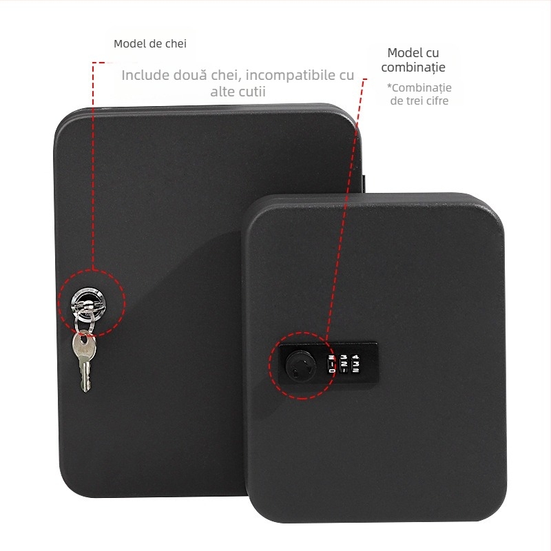 Cabinet metalic pentru chei montat pe perete, model 206 — pentru agenții imobiliari, exterior, formă dreptunghiulară, stil modern minimalist