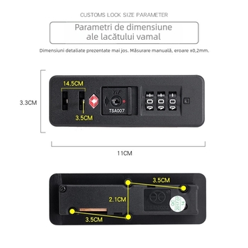HD-108A încuietoare pentru bagaje cu parolă, ABS, TSA 16032 – încastrată, rezistentă la uzură
