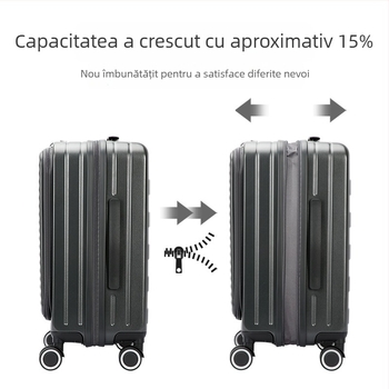 Valiză de cabină ABS+PC, Blocare cu cod TSA, fermoar extensibil, roți universale, deschidere frontală