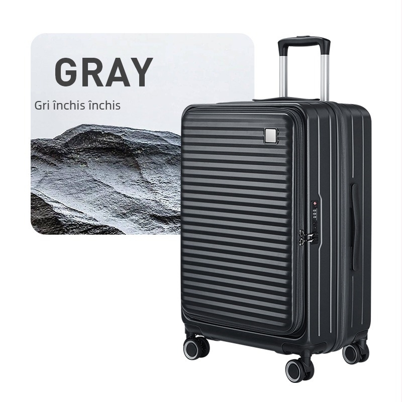 Valiză de cabină ABS+PC, Blocare cu cod TSA, fermoar extensibil, roți universale, deschidere frontală