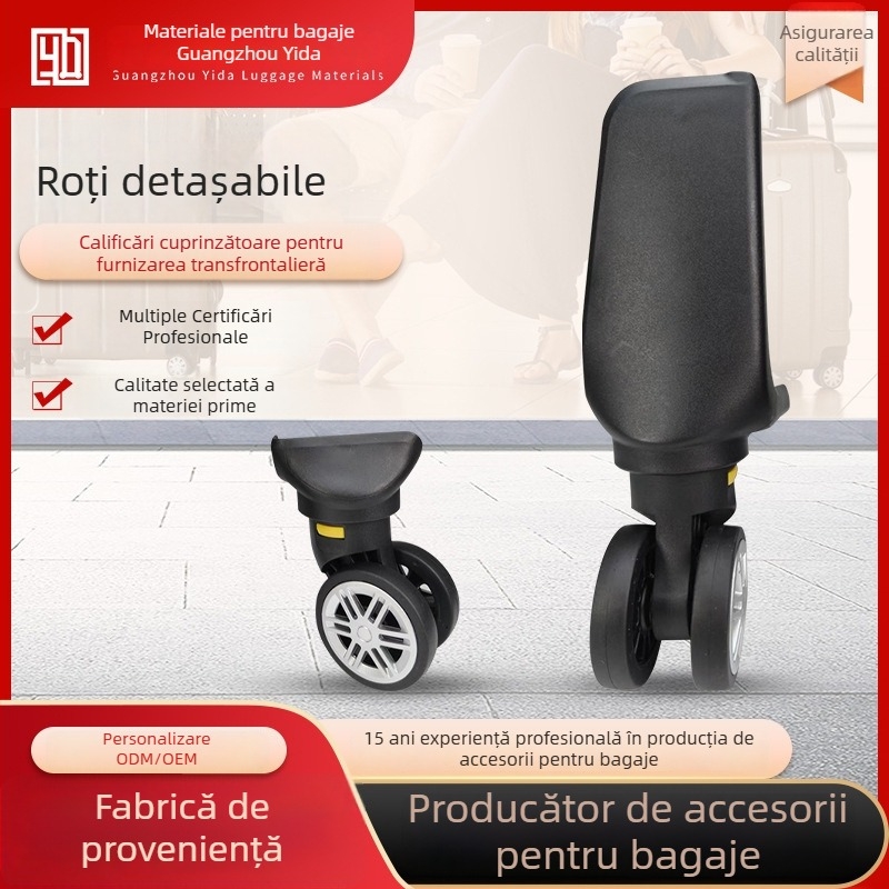 Roți universale pentru bagaje, design detașabil cu două roți, roți din cauciuc moale, silențioase, plastic