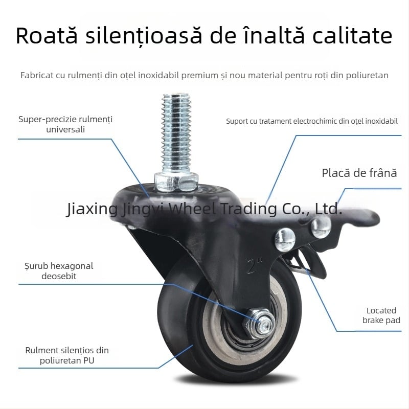 Roată pentru bagaje cu rotire și frână, dimensiune șurub personalizată, material PP, marcă L.w