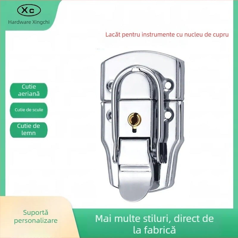 Încuietoare pentru cutii de unelte din aluminiu, cu nucleu din cauciuc sau din cupru, lacăt cu cheie, potrivită pentru truse de scule, carcase de zbor și cutii din lemn