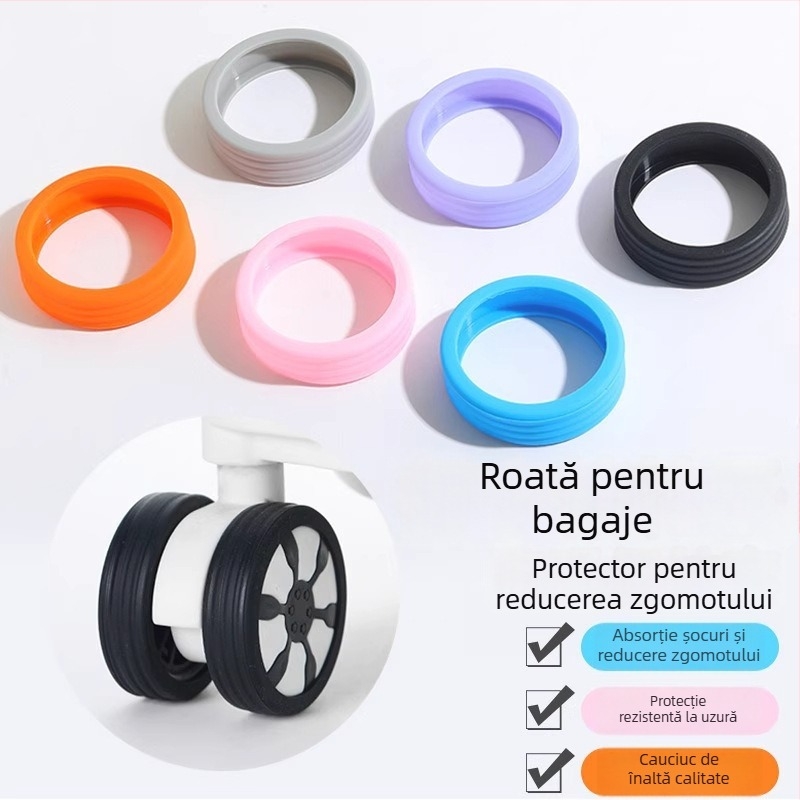 Capac de cauciuc pentru roata bagajului – rezistent la uzură, material TPR, stil urban minimalist, model cu dungi