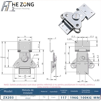 Cilindru de încuietoare industrial ZX203, corp din fier, potrivit pentru cutii de ambalaj, cutii din lemn, casete de transport și cutii de scule, stil minimalist modern