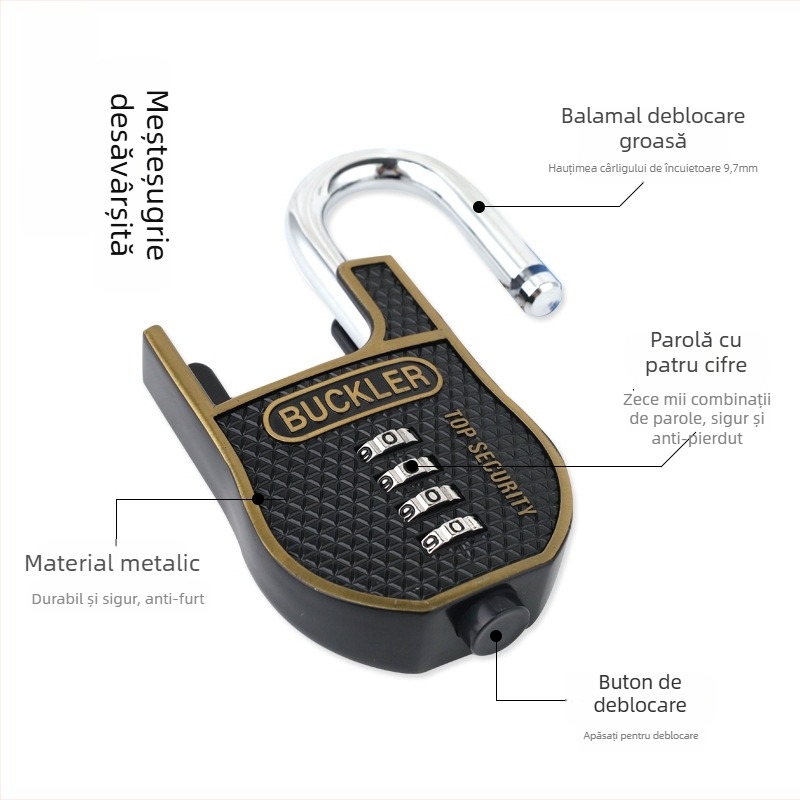 NF-8602 Lacăt metalic cu cod, impermeabil și rezistent la rugină, 9,7 mm grosime a brațului, 27 mm spațiu între brațe